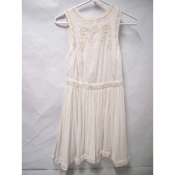 Free People Womens Womens Dress 0 White Birds of A Feather Embroidered Fit Flare - Picture 3 of 8